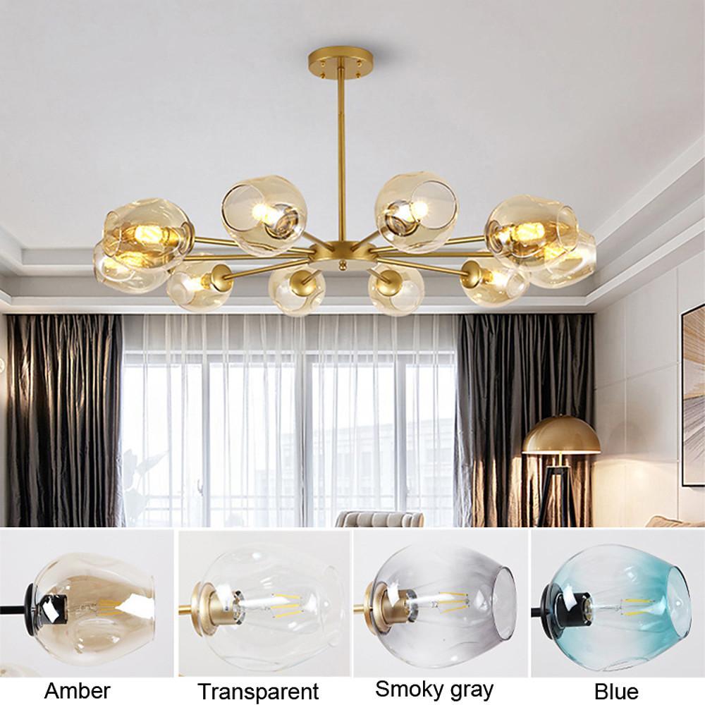 Nordic Sputnik Chandelier with Glass Globe LED and Electroplated Finish - Hanging Ceiling Lights