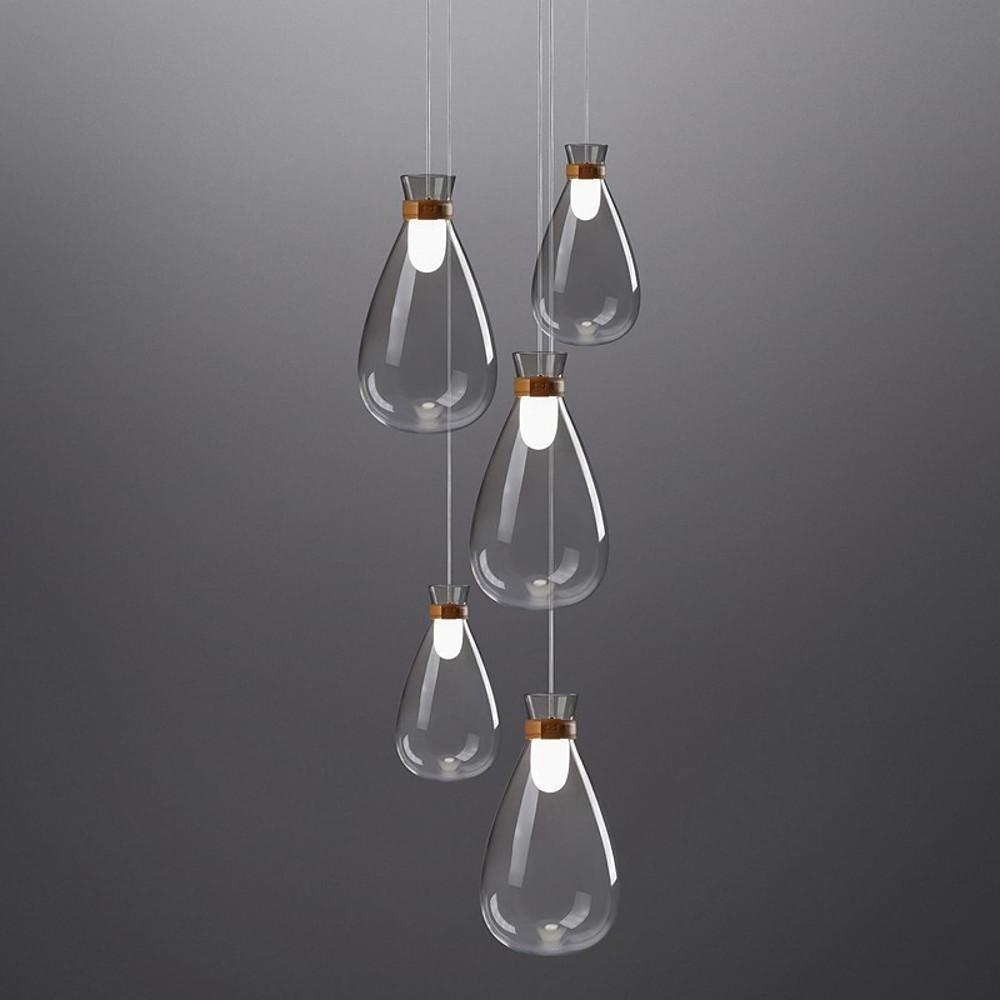 Teardrop Mini Pendant Light — Smoke Grey or Clear Glass, LED, 7" × 14", 59" Adjustable Cord