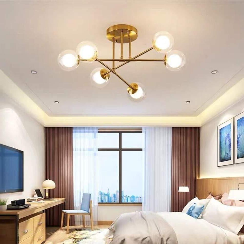 Modern 6-Light Glass Sputnik LED Chandelier Hanging Ceiling Lamp