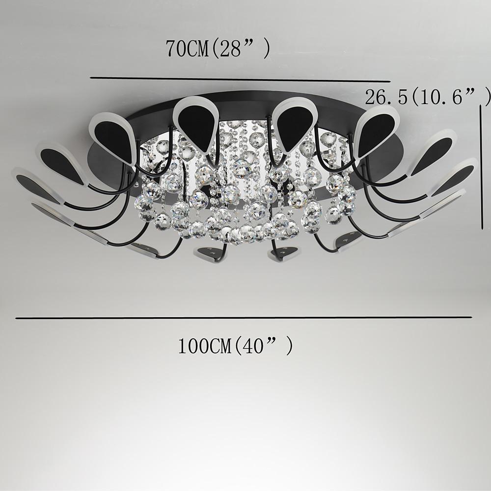 Modern Flush Mount Ceiling Light with Dimmable LED and Flower-Shaped Crystal Design