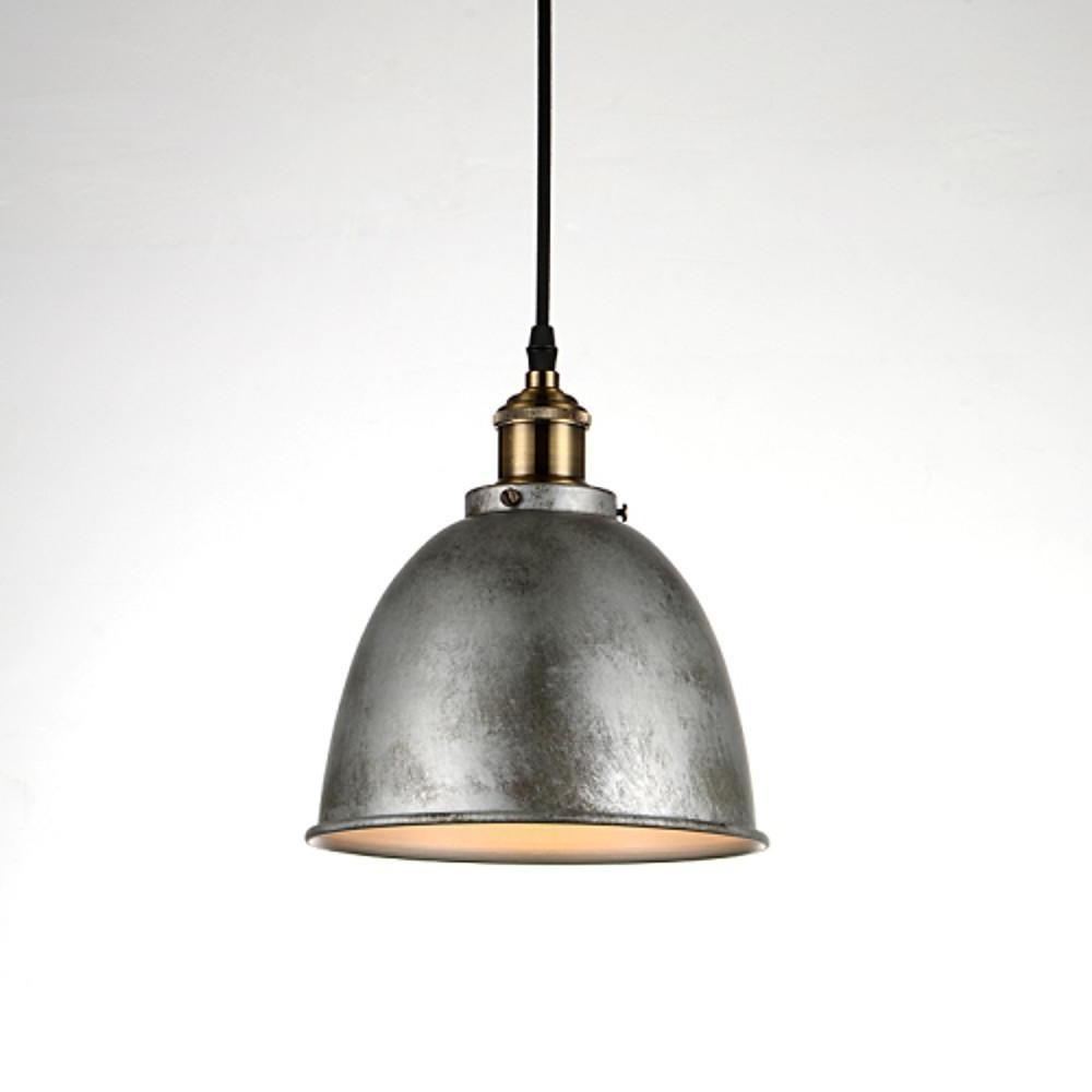 8" Rustic Dome Mini Pendant — Metal, Industrial Bowl, E26/E27, 60W, White / Cool White