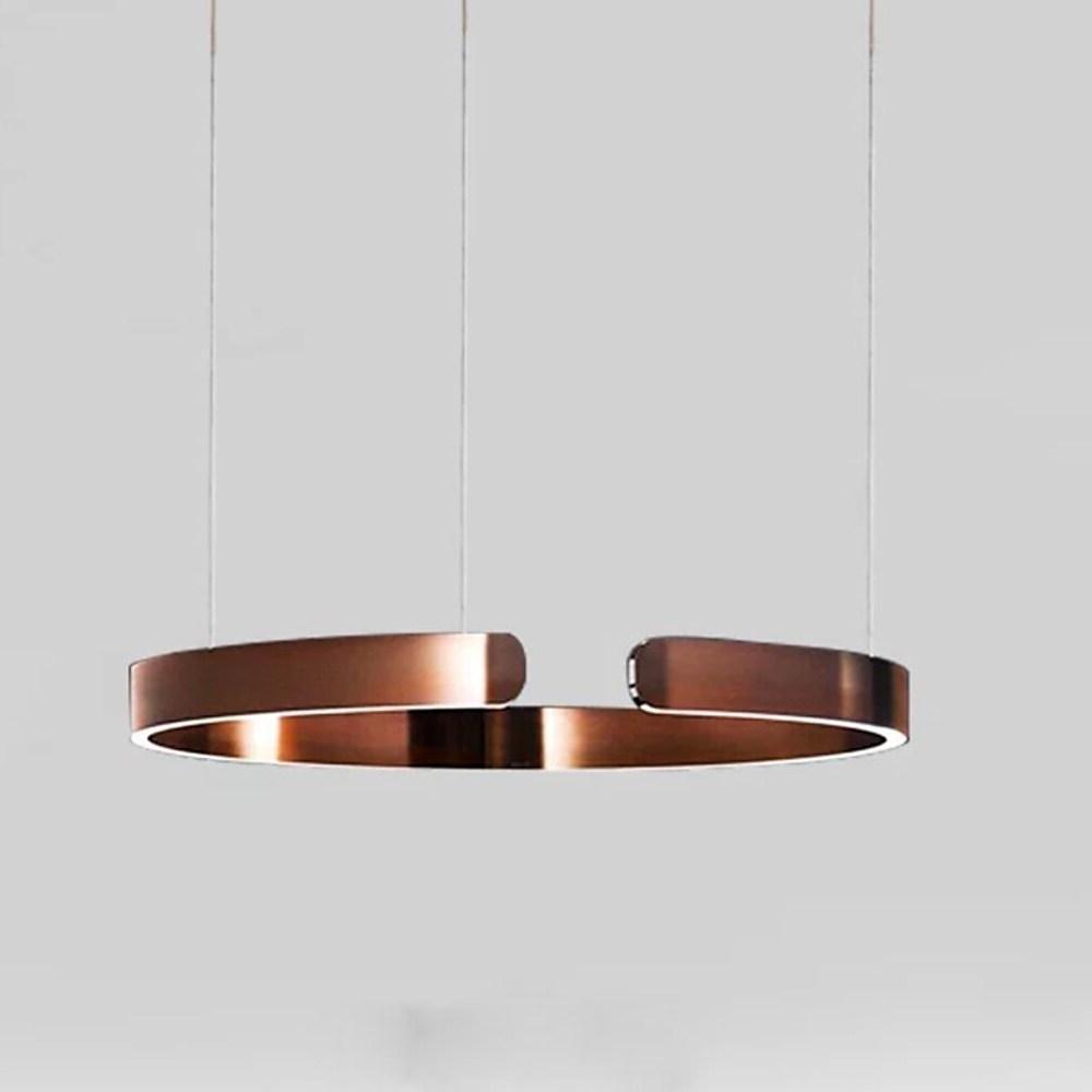 Open Ring LED Pendant Light — Stainless Steel and Acrylic, 24" Diameter, 3000–5400K, Gold Finish