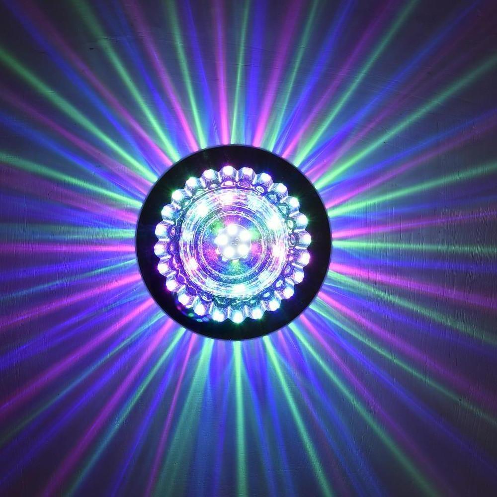 Geometric Crystal Flush-Mount Chandelier — Metal, LED, 7W, RGB + 3000K/6000K