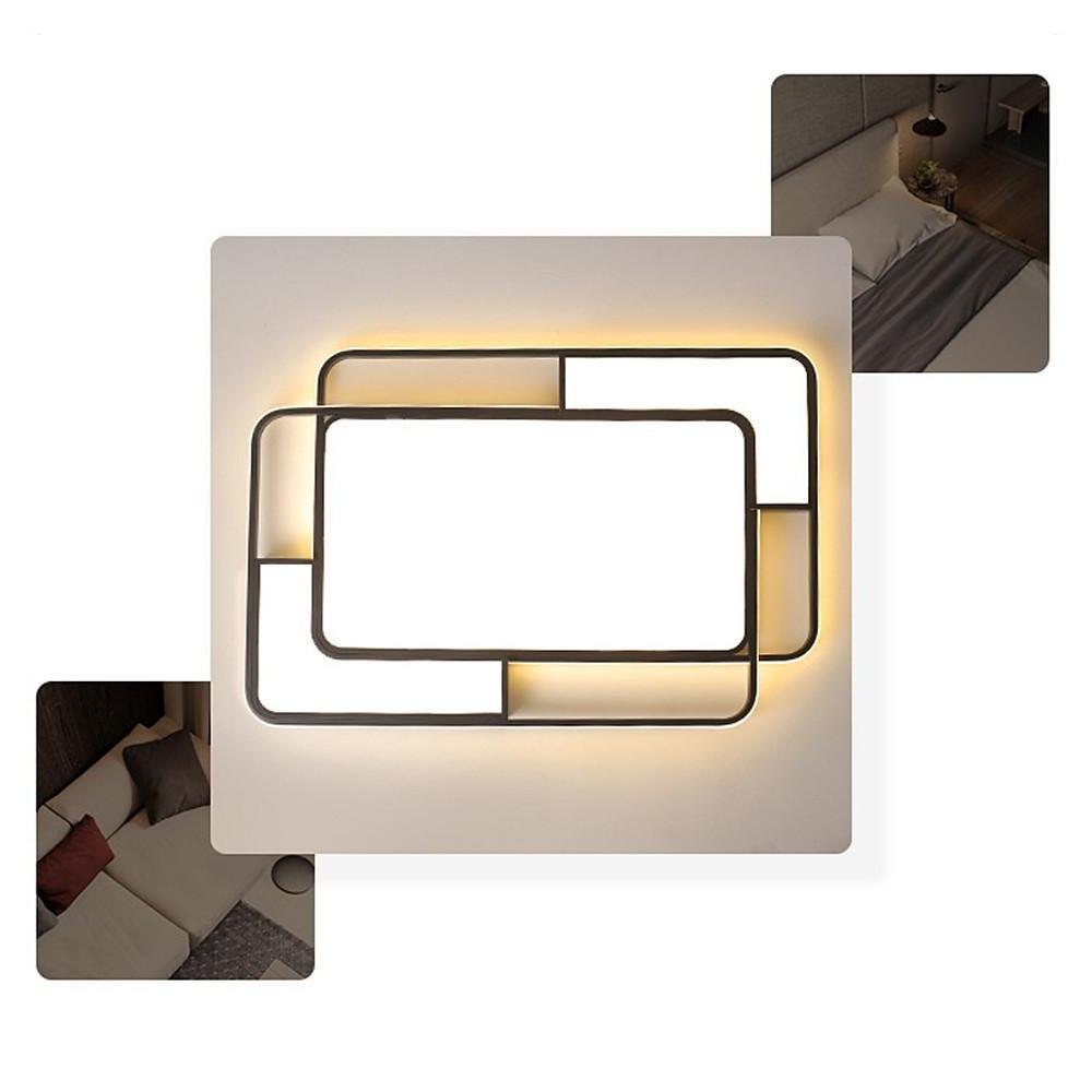 Square Geometric LED Flush-Mount Ceiling Light — Acrylic, 3-Step Dimming, Remote Control, Black or Gold