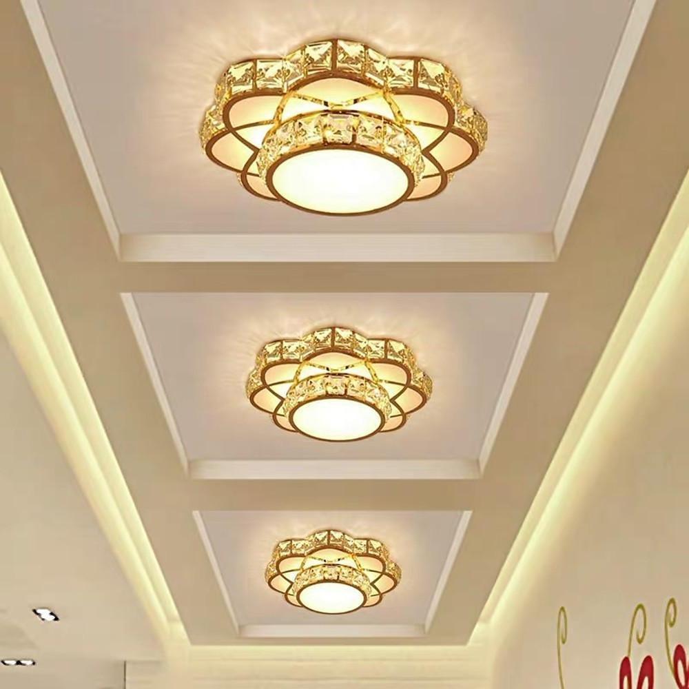 Flower-Effect Crystal Flush-Mount Ceiling Light — Metal, LED, 8" Diameter, 3000K / 6000K / RGB