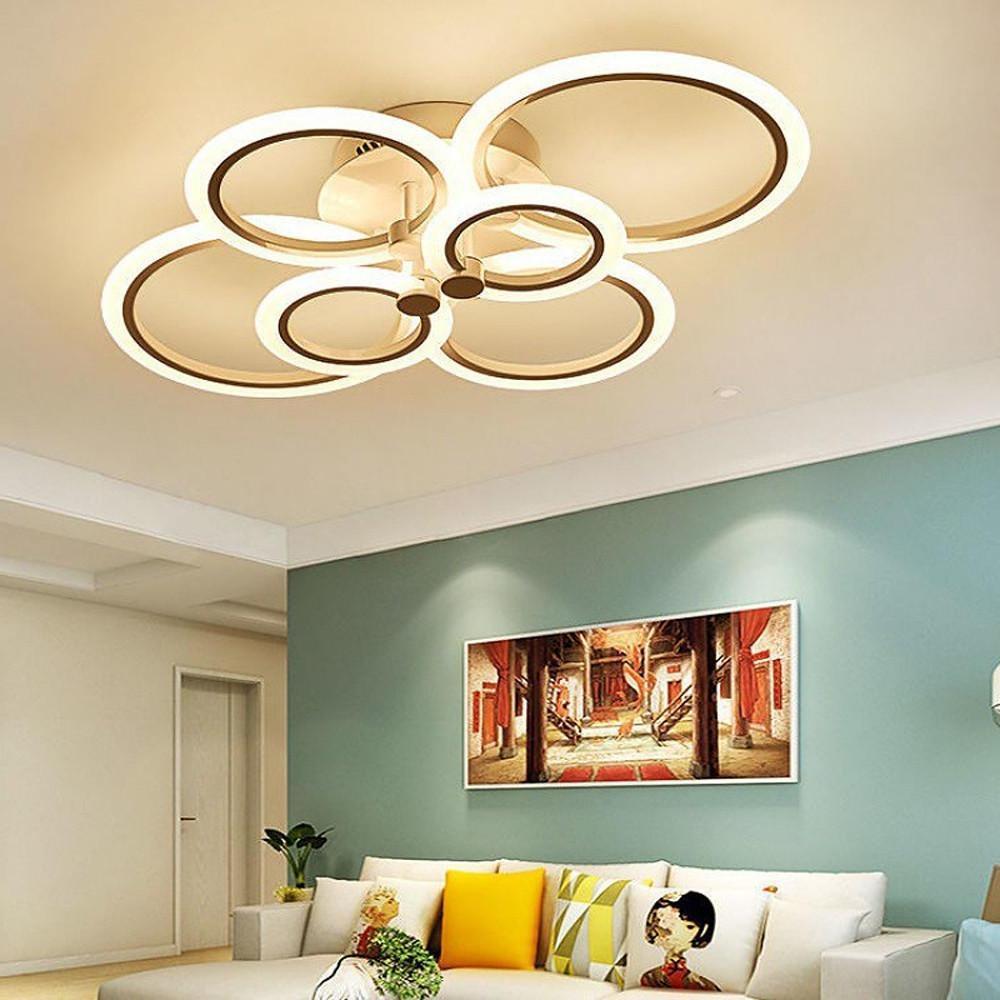 Tiered Circles Flush-Mount Ceiling Light — Aluminum & Acrylic, 2800K–7000K, 4-Light / 6-Light / 8-Light