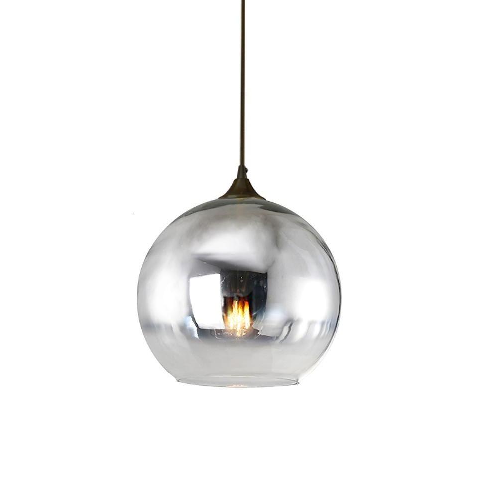 Glass Globe Mini Pendant — Modern Industrial, LED, 3-Step Dimming, 3000K/4500K/6000K, 8"/10"/12", Gold or Silver