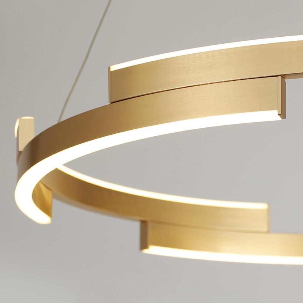 Geometric Circle Pendant Chandelier — Metal, 6-Light LED, Gold or Coffee Finish, Adjustable to 59"