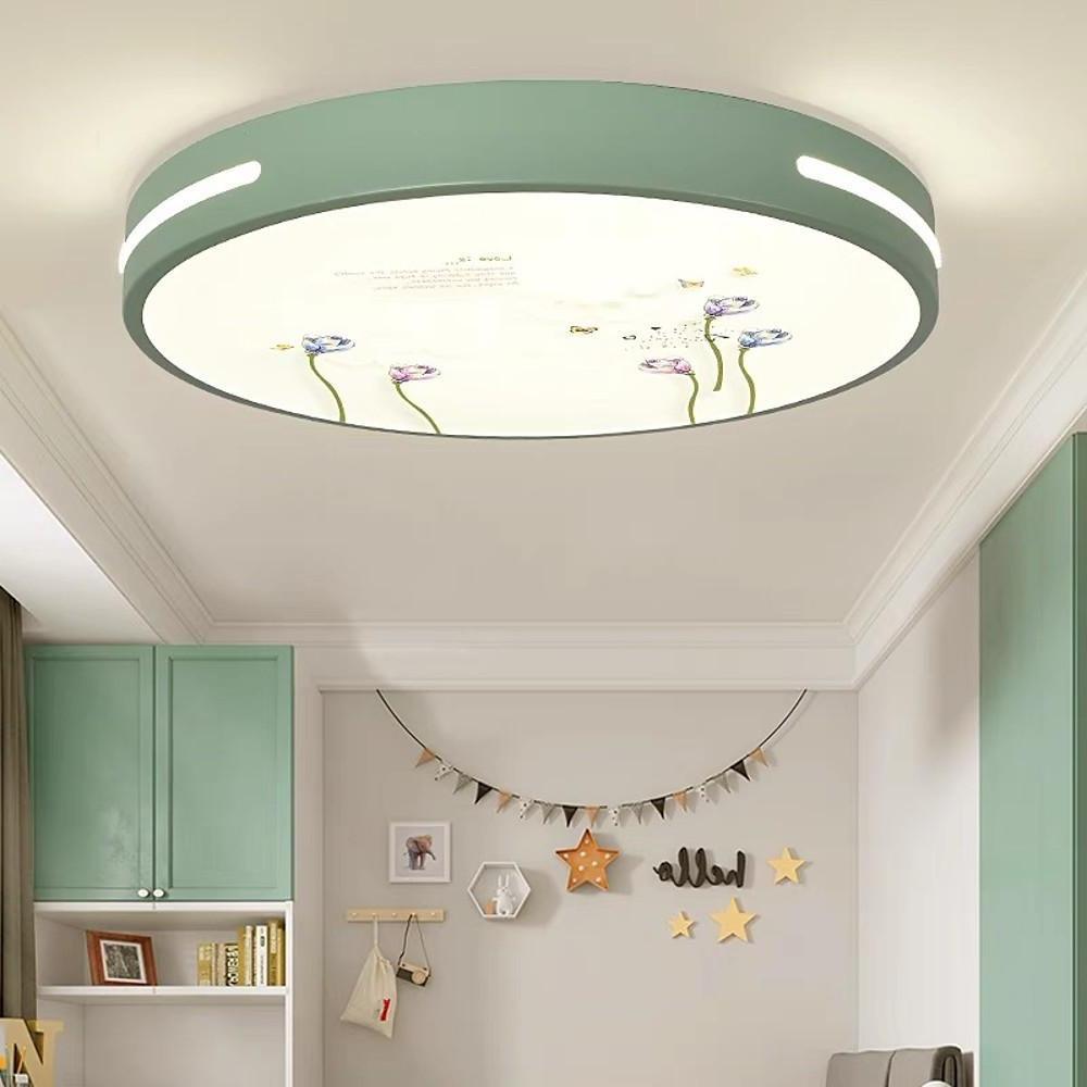 Modern Circular Flush-Mount Ceiling Light — Metal and Acrylic, LED 20W, 16" Diameter, 3000K–5400K