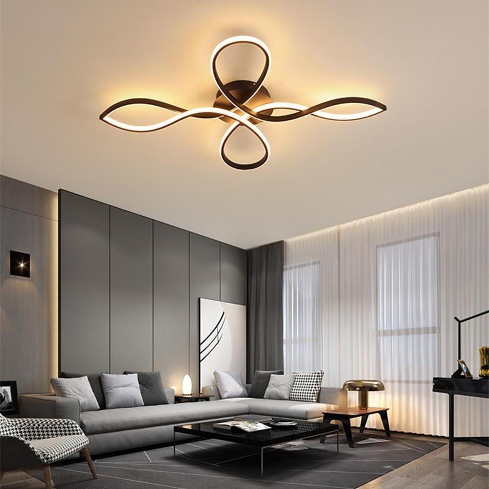 Wave Flower Flush-Mount LED Ceiling Light — Metal & Silicone, 27" Diameter, 38W, Dimmable 3000K–6000K with Remote