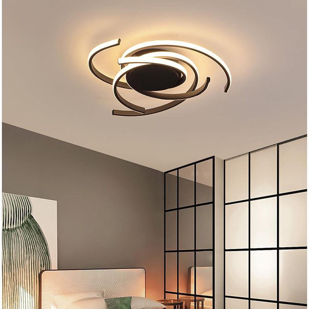 Scattered Semicircle LED Flush-Mount Ceiling Light — Aluminum and Silica Gel, 22", Dimmable with Remote Control
