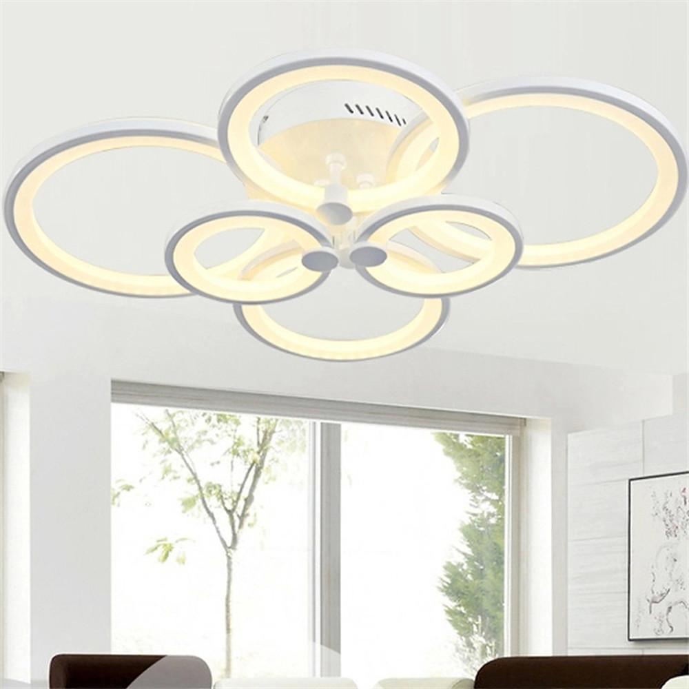 Multi-Ring Flush-Mount Ceiling Light — Metal and Acrylic, Dimmable LED, 3000K–6000K, 31" Wide
