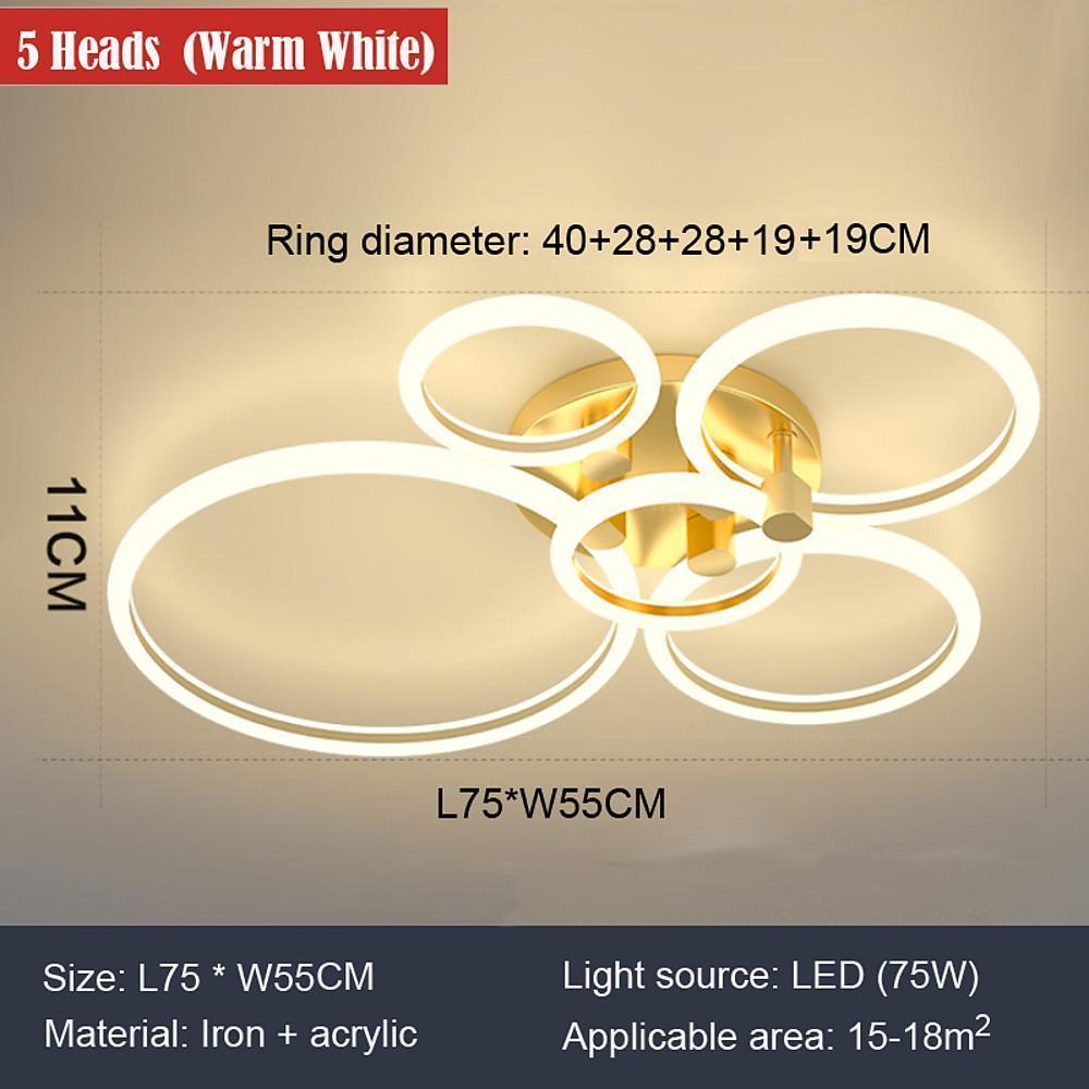 Circular Ring LED Flush-Mount Ceiling Light — Metal & Acrylic, Dimmable with Remote, 2-Light to 6-Light, 18"–30"