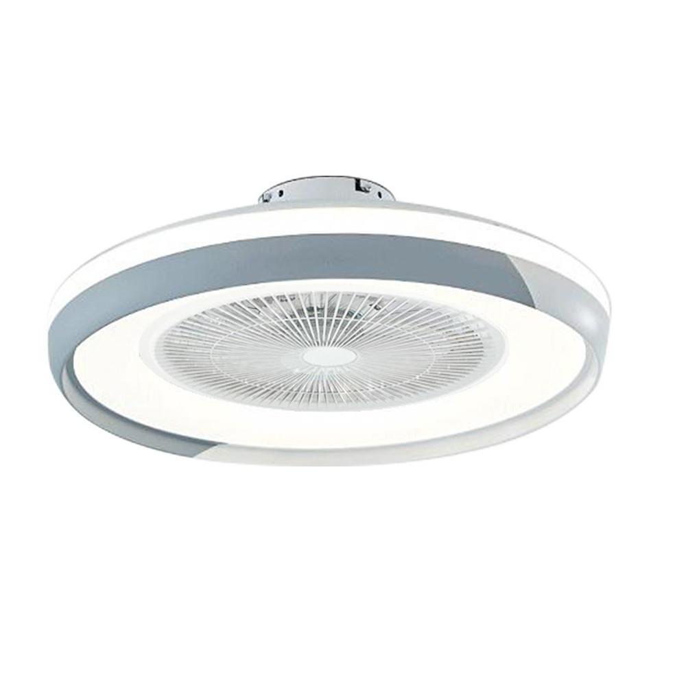 Bladeless Circular Flush Mount Ceiling Fan with Dimmable Light and Remote Control