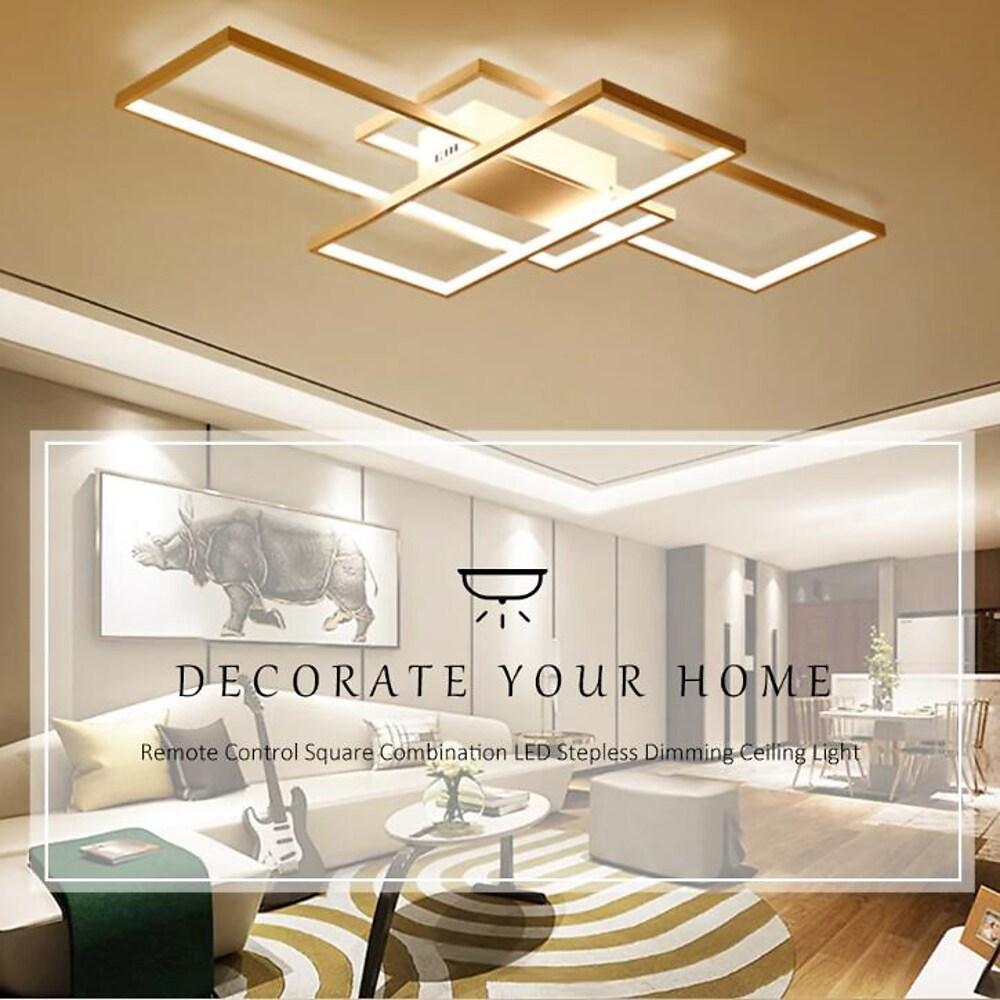 Large Multi-Rectangle Flush-Mount Ceiling Light — 3-Tier Integrated LED, Black, Gold or White