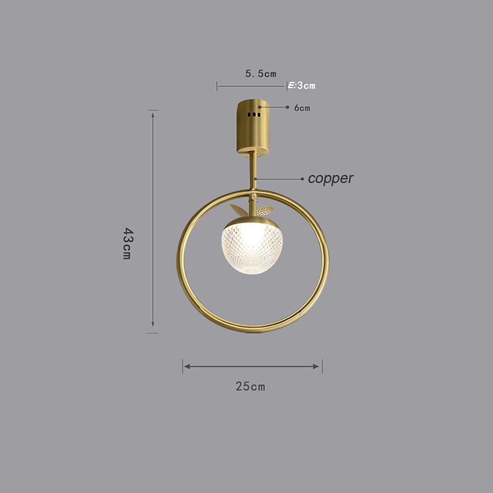 Modern Gold Ring LED Semi-Flush Mount — Copper and Acrylic, 6W Warm White, 10" Diameter