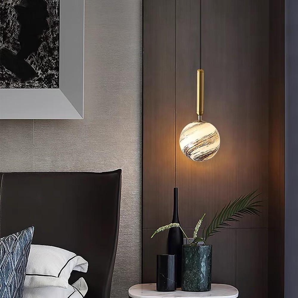 Distressed Globe Mini Pendant — Metal and Acrylic, 5W LED Warm White (3000K), 6" Diameter, Adjustable Cord