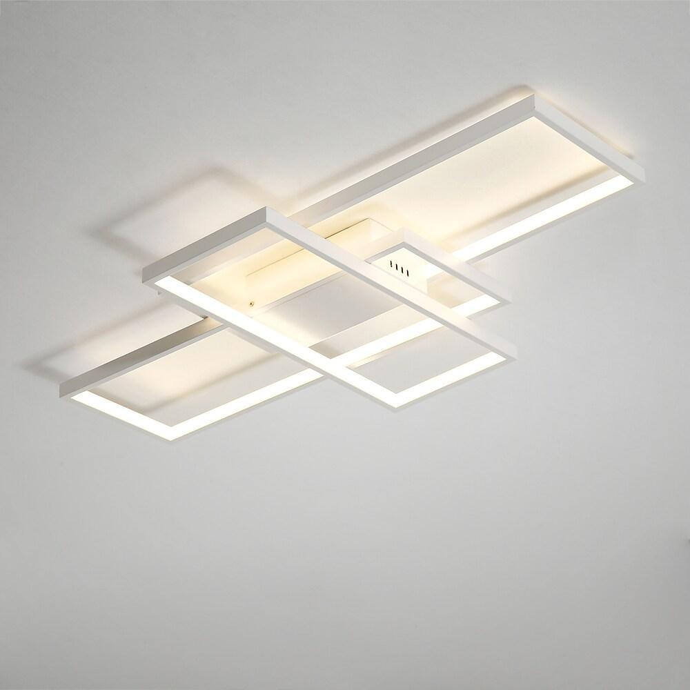Large Multi-Rectangle Flush-Mount Ceiling Light — 3-Tier Integrated LED, Black, Gold or White