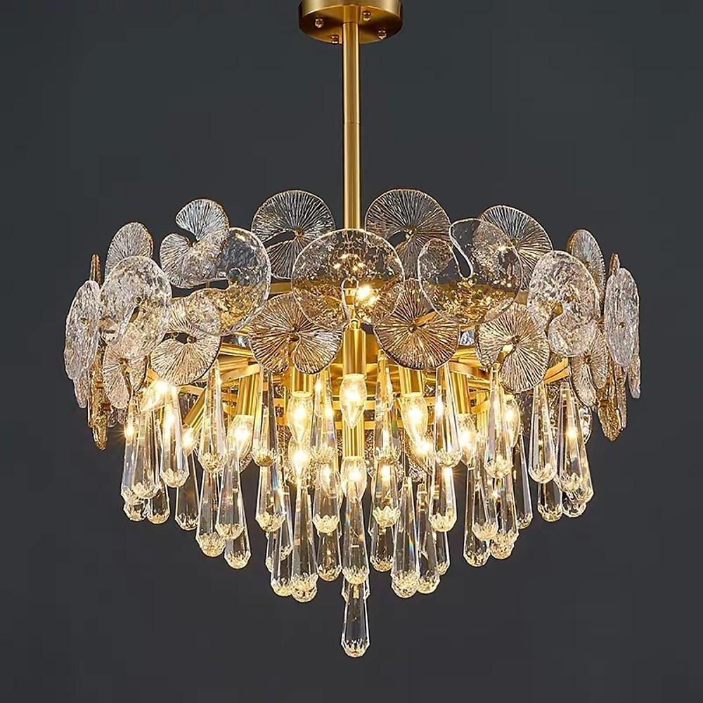 Crystal Candelabra Flush-Mount Chandelier — Metal, 10-Light, E12 LED, 3000–5400K