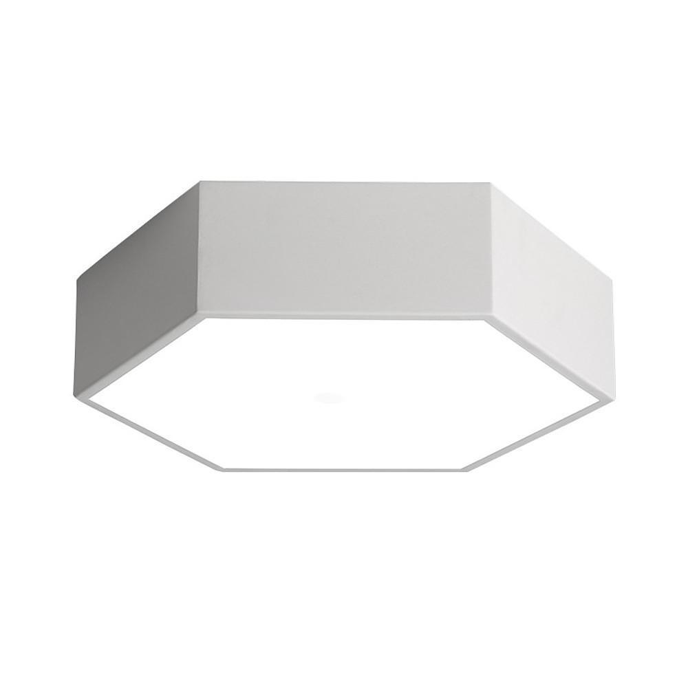 Geometric LED Flush-Mount Ceiling Light — Metal & Acrylic, Tri-Color Wireless Control, 15" Wide