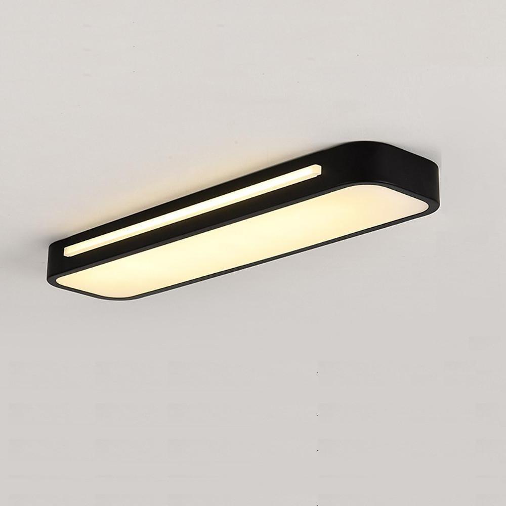 Minimalist Rectangular LED Flush-Mount Ceiling Light — Metal, Frosted Acrylic, 19" x 5", 3000K/6500K, 1-Light