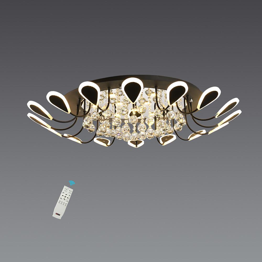 Modern Flush Mount Ceiling Light with Dimmable LED and Flower-Shaped Crystal Design