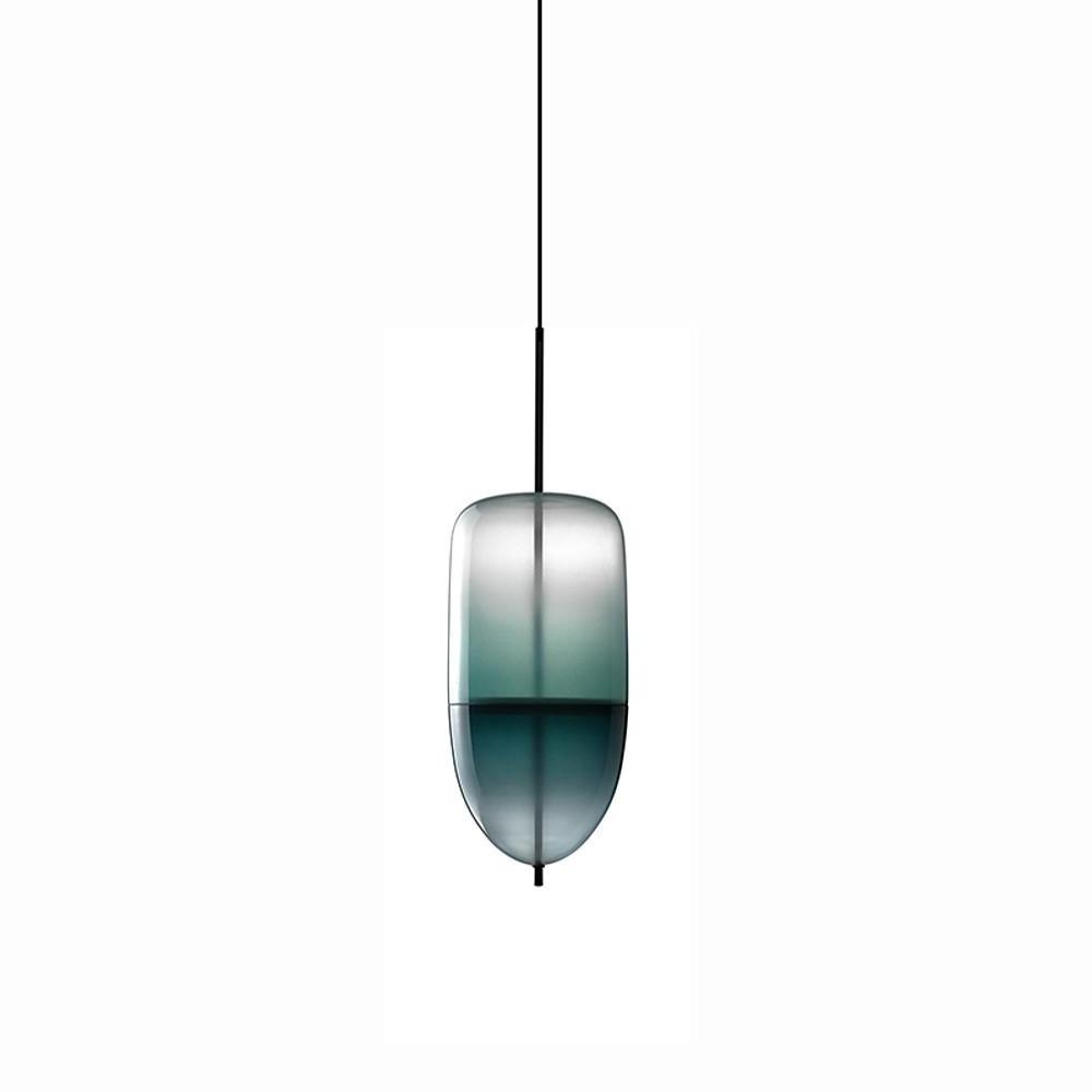 Gradient Blue Glass Mini Pendant — Modern Industrial, 1-Light, 4" Shade, 59" Adjustable Cord