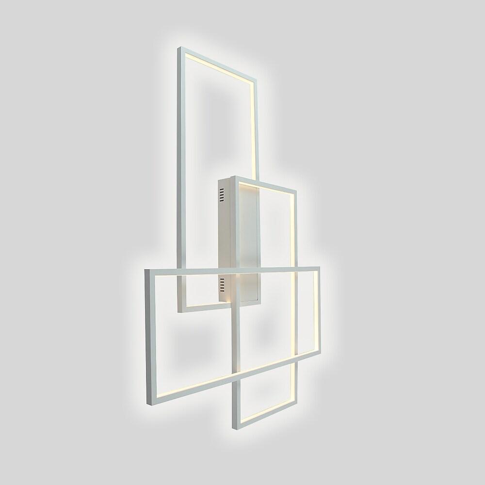 Overlapping Rectangles Geometric Flush-Mount Ceiling Light — Aluminum, 90W LED, Dimmable with Remote, 40" × 27"