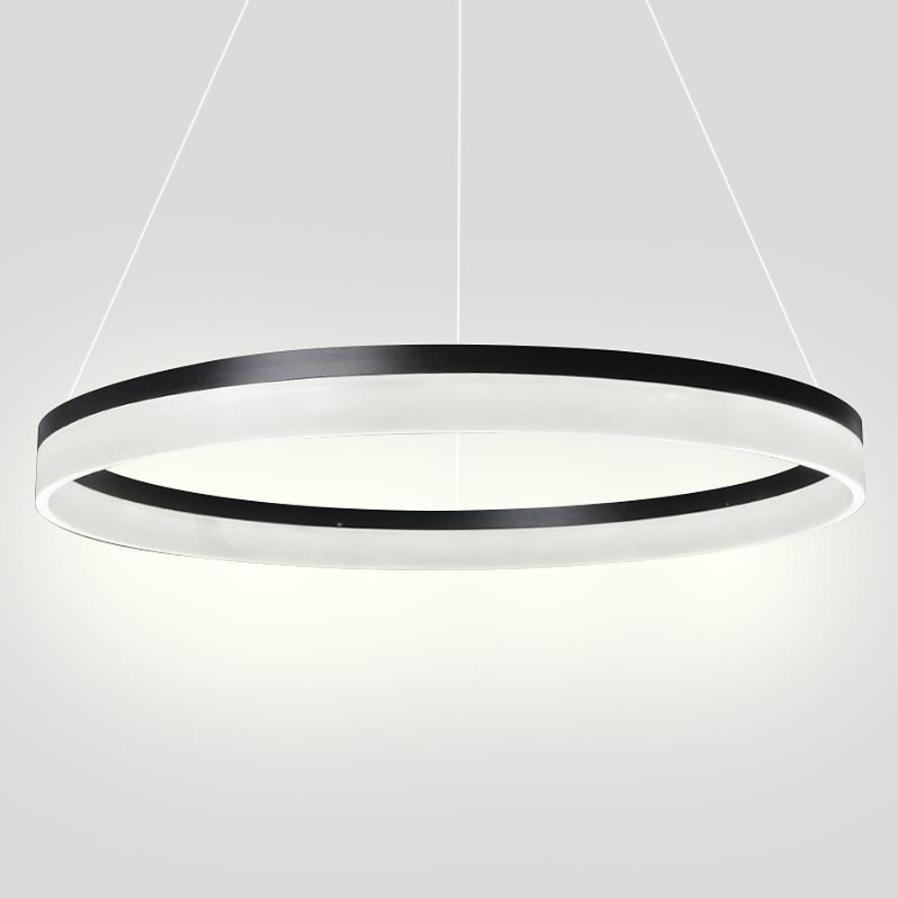 Flat Circular Modern Chandelier — Aluminum & Acrylic, Integrated LED, Dimmable with Remote, 24" or 31", 3000K / 4500K