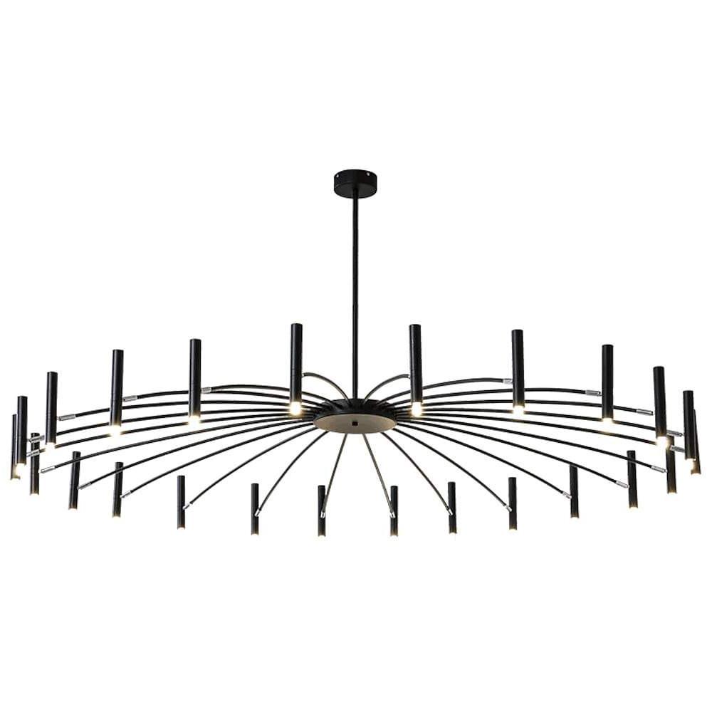 Sputnik Round Chandelier — Matte Black with Gold Tips, 24-Light G9 LED, 63" Dia., Adjustable Height