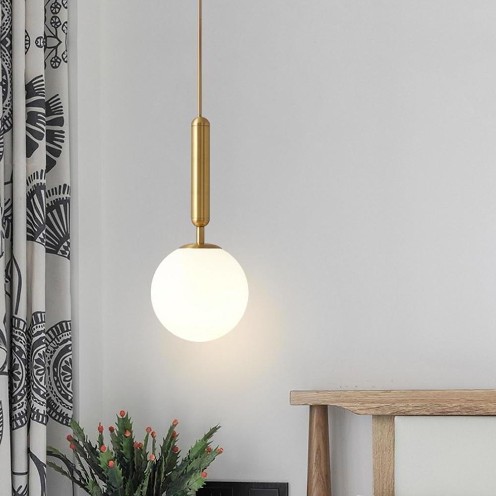 Globe Mini Pendant — Black or Gold Metal with Glass Shade, LED, 6" Dia., 47" Adjustable Cord