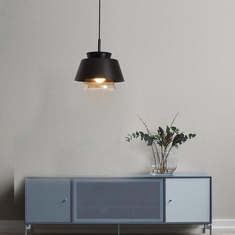 Minimalist Industrial Mini Pendant — Metal and Glass, 1-Light LED, 59" Adjustable Cord, E26/E27, 10W