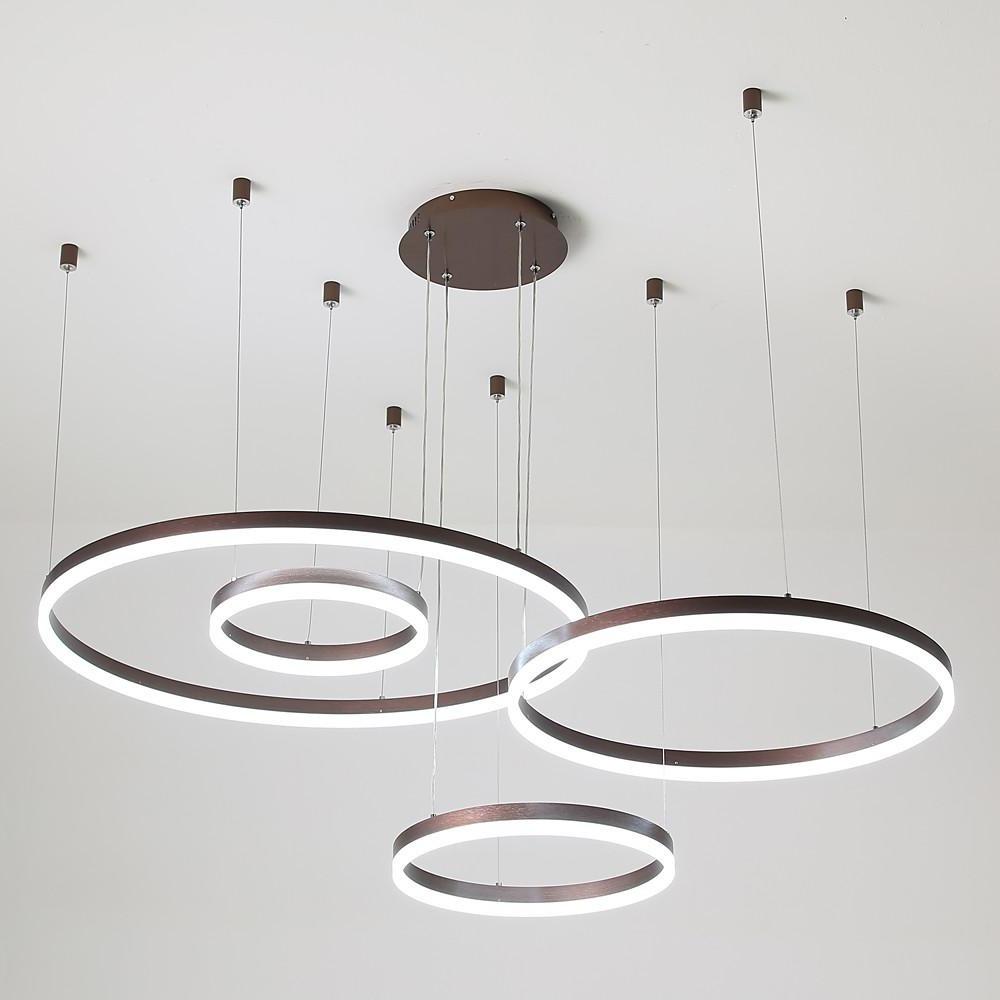 Large Circle Chandelier for High Ceilings — Aluminum & Acrylic, 31" Dimmable LED, 3000K–6000K, 59" Adjustable Chain