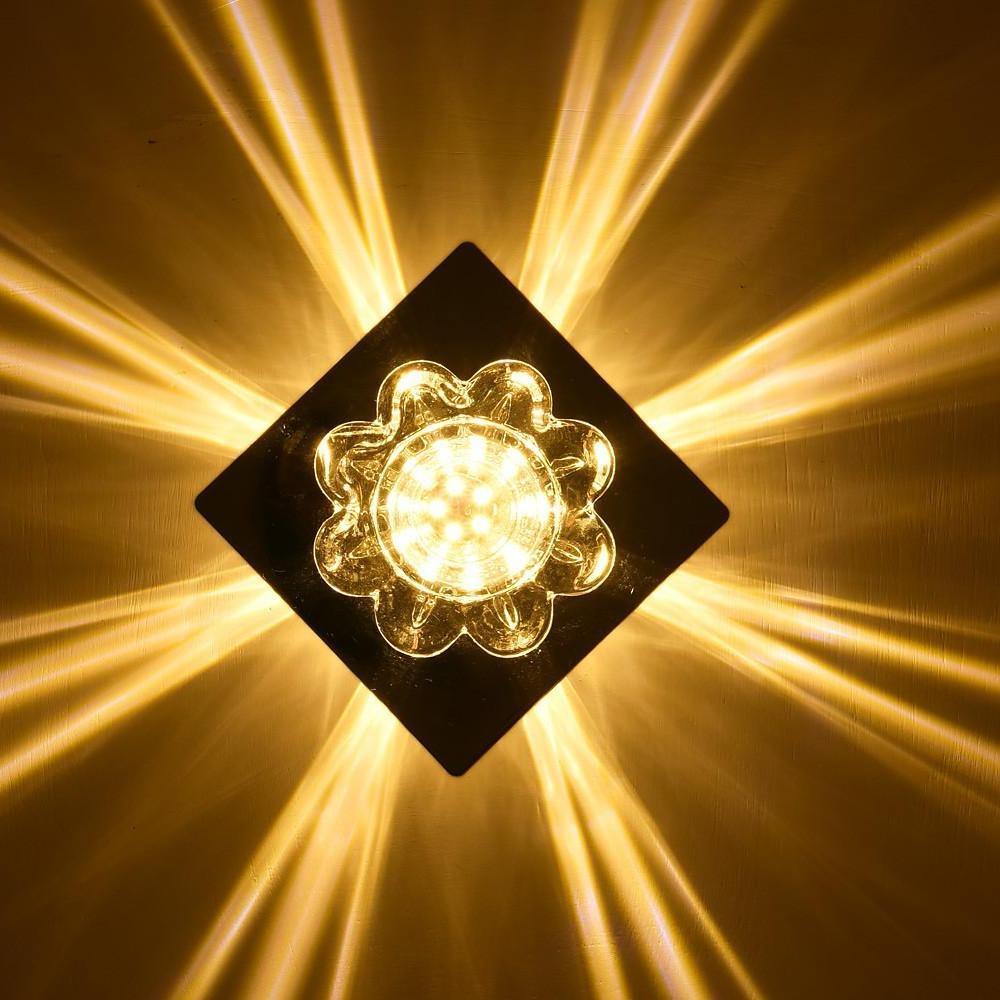 Flower-Shaped Crystal Flush Mount — Electroplated Metal, LED, 3000K / 6000K, 4" Diameter