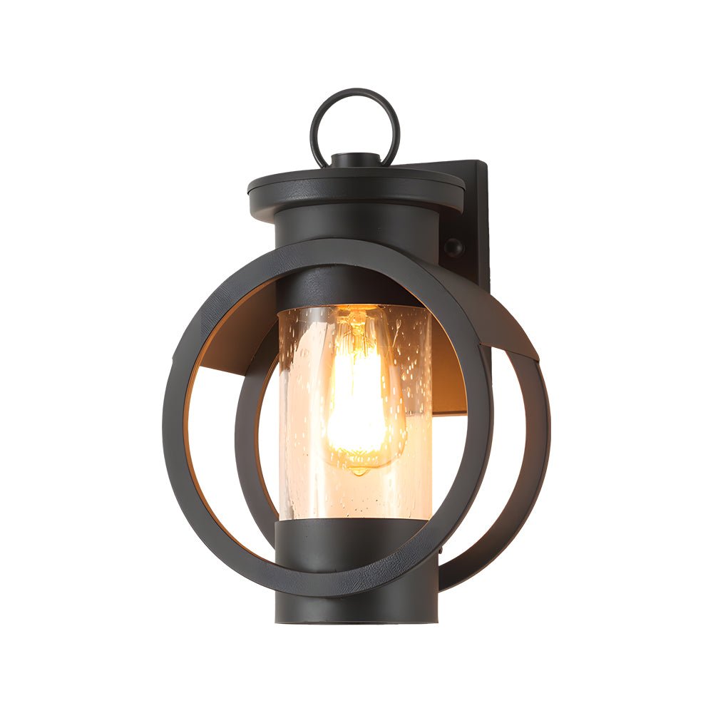Raindrop Glass Outdoor Wall Sconce — Black Iron, 6W LED Edison Bulb, E27, 3000K Hardwired