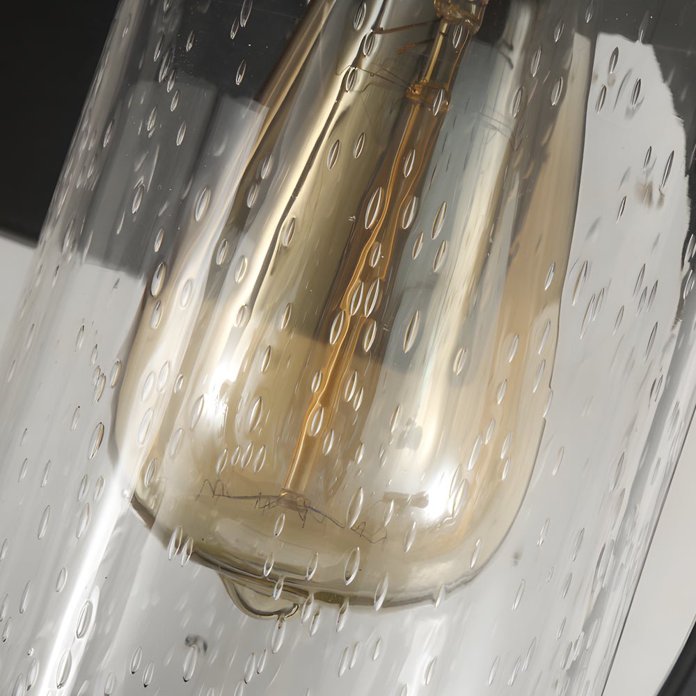 Raindrop Glass Outdoor Wall Sconce — Black Iron, 6W LED Edison Bulb, E27, 3000K Hardwired