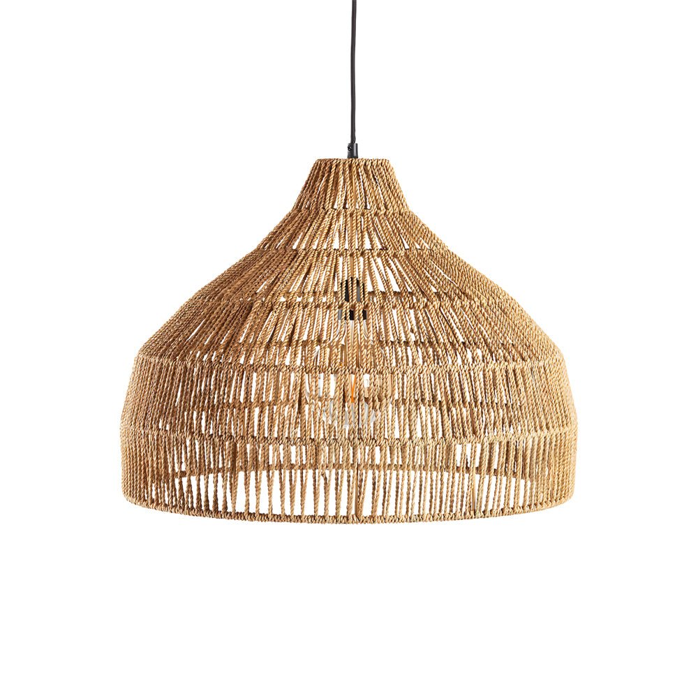 Rattan Wicker Chandelier — Rustic Modern, LED 3000K, Hardwired, 4 Sizes