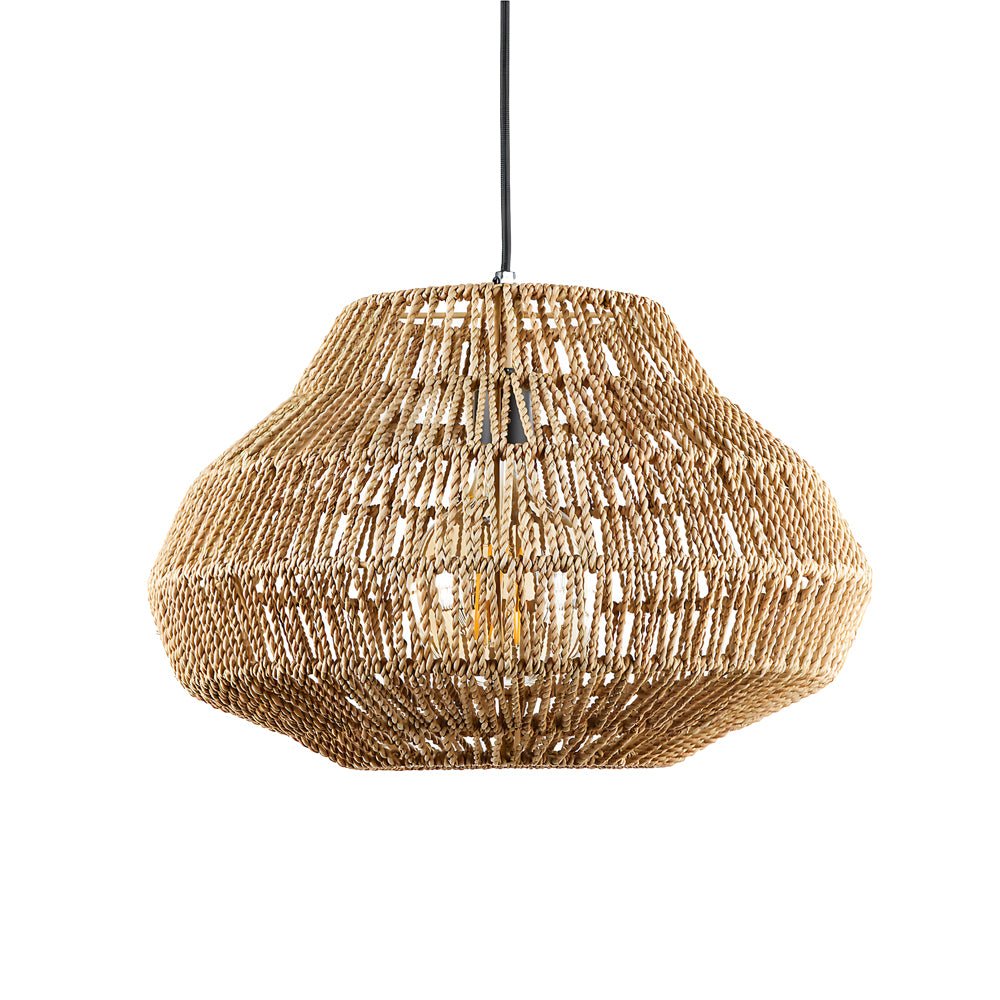 Rattan Wicker Chandelier — Rustic Modern, LED 3000K, Hardwired, 4 Sizes