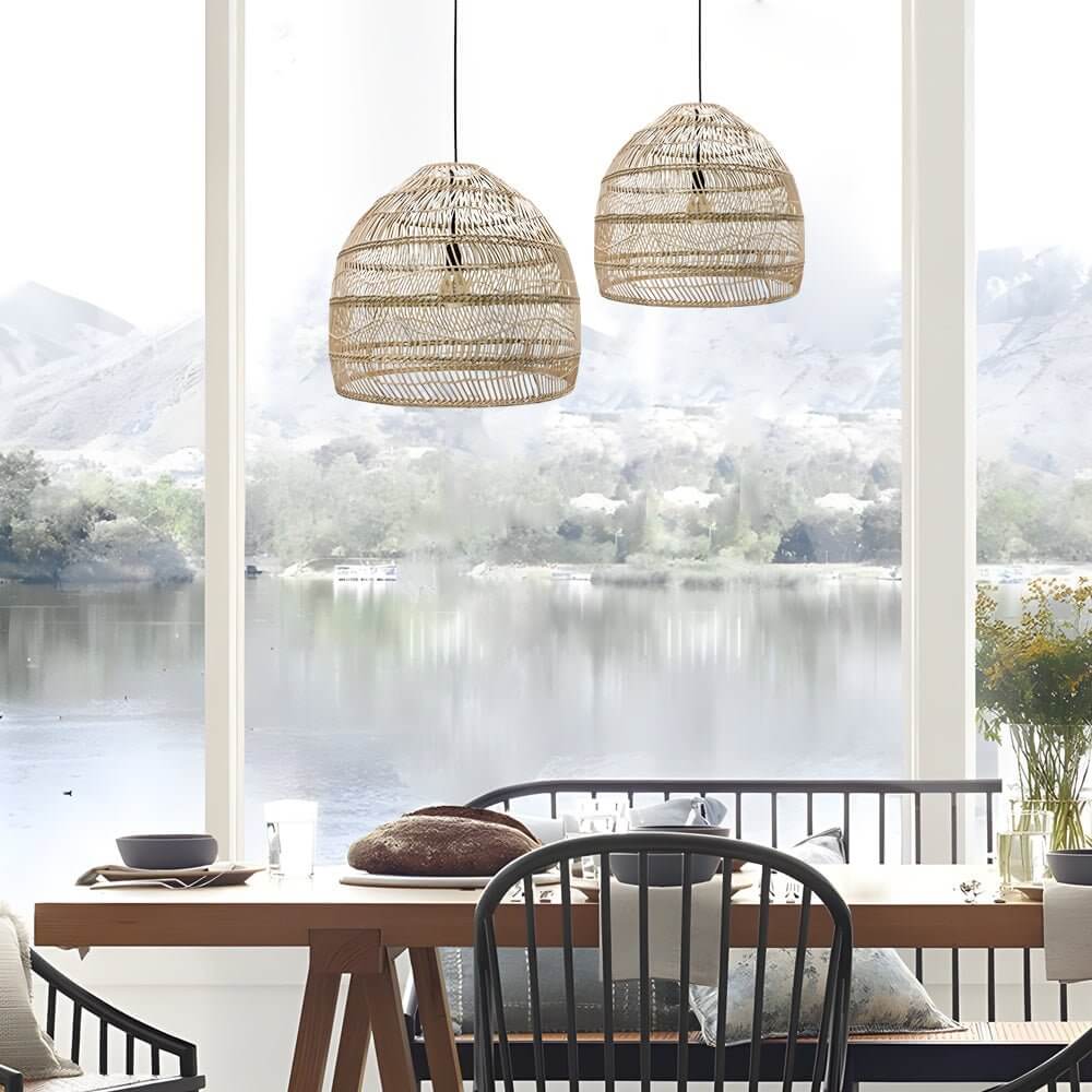 rattan woven dome pendant light available in 157 inch and 197 inch sizes
