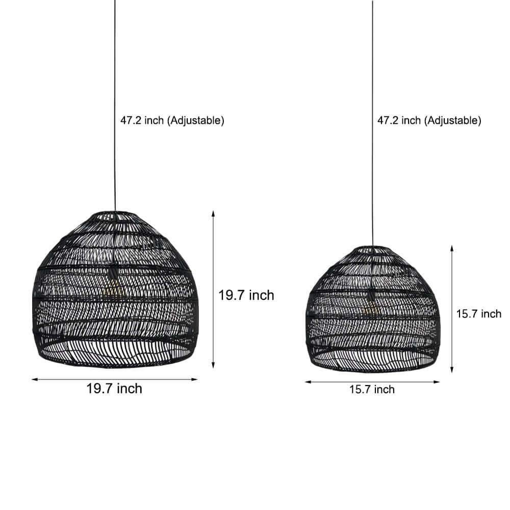 rattan woven dome pendant light available in 157 inch and 197 inch sizes
