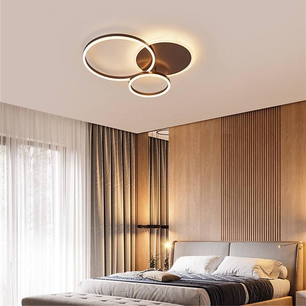 3-Ring Circle Flush-Mount Light — White Acrylic, 3-Light LED, 3-Color Dimmable, 26" × 20"