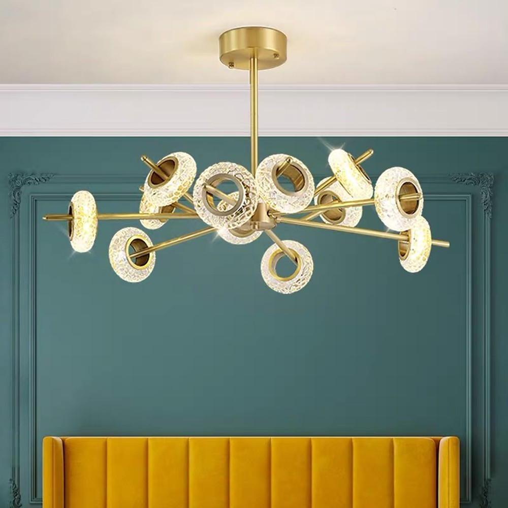 Sputnik Crystal Sphere Chandelier — Brass, Gold Electroplated, Integrated LED 3000K, 8 or 12-Light