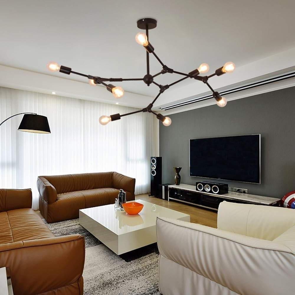 9-Light Irregular Modern Metal Chandelier — LED, 37.8" Diameter