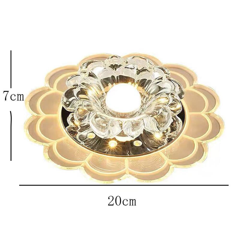 Flower-Effect Crystal Flush-Mount Ceiling Light — Metal, LED, 8" Diameter, Kids' Room and Entryway