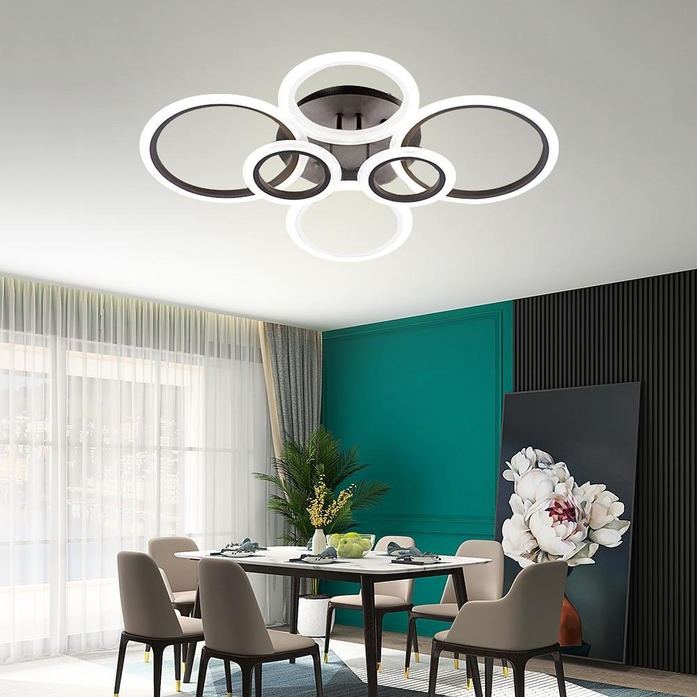 Tiered Circles Flush-Mount Ceiling Light — Aluminum & Acrylic, 2800K–7000K, 4-Light / 6-Light / 8-Light