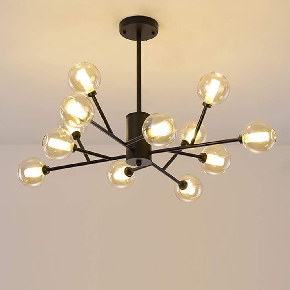 Sputnik Chandelier — Metal and Glass, 12-Light LED, 35" Diameter, 3000K–6000K