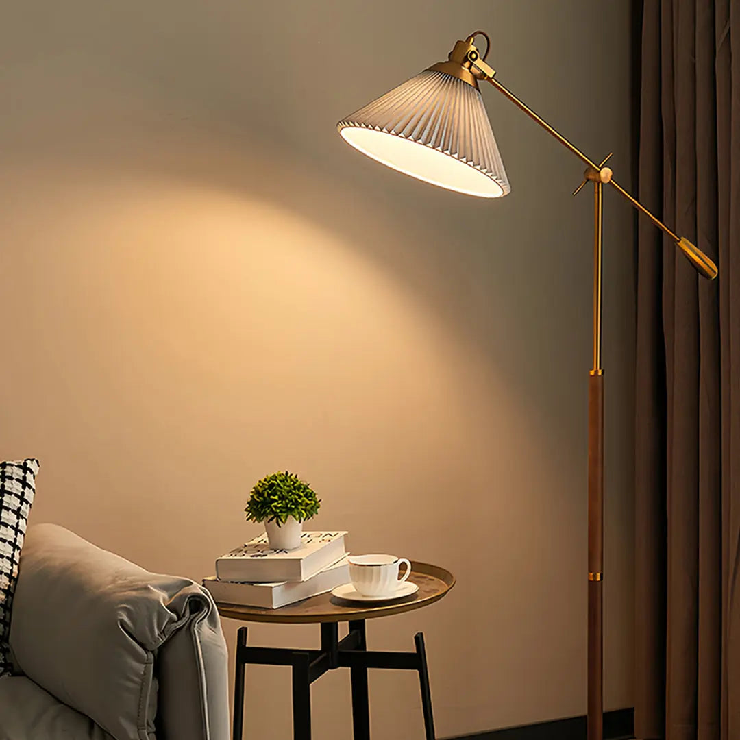 Retro Adjustable Floor Reading Lamp with Swing Arm for Bedroom Tasks Luxe