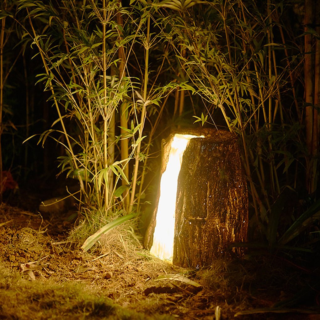 realistic tree stump led outdoor garden lights cylindrical textured design