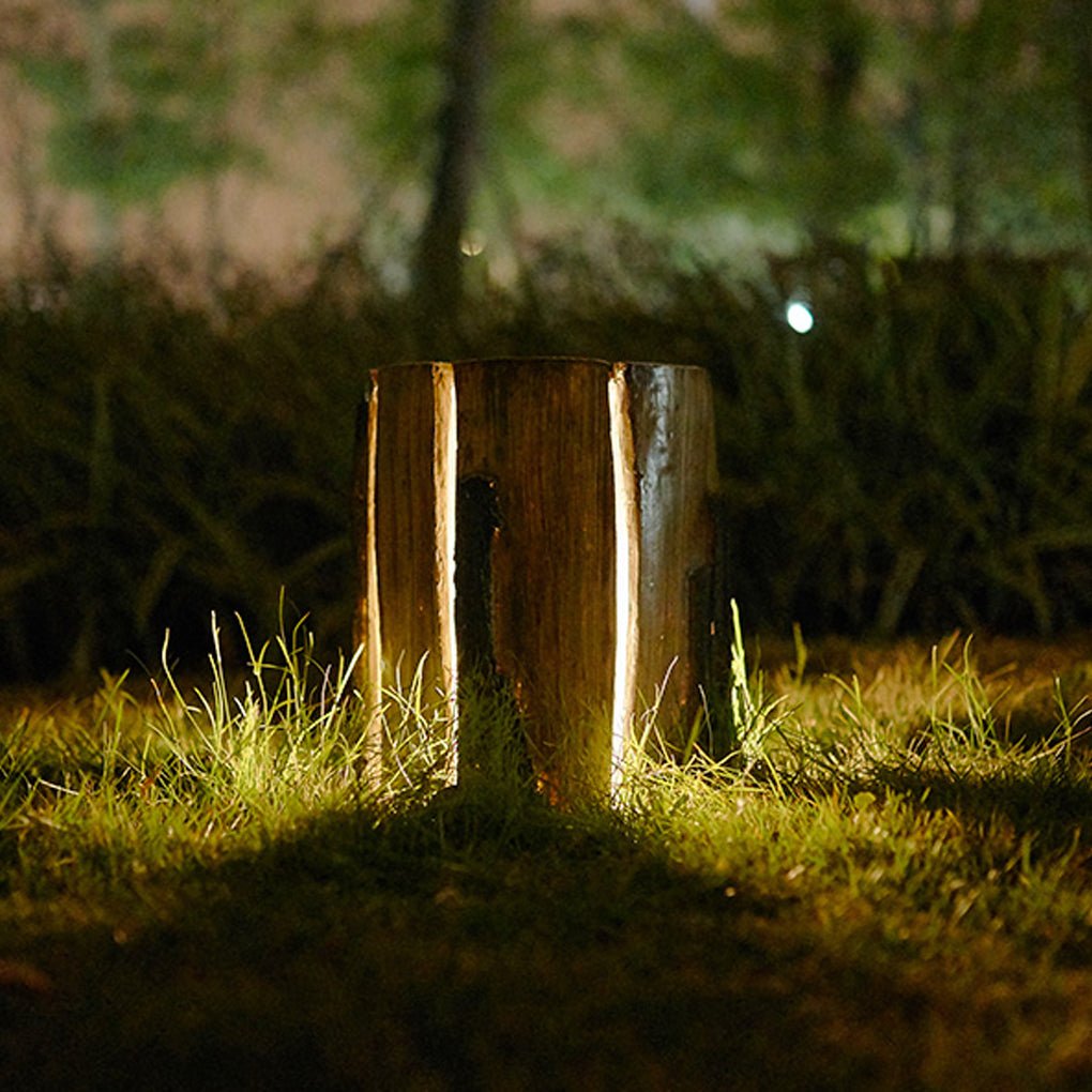 realistic tree stump led outdoor garden lights cylindrical textured design