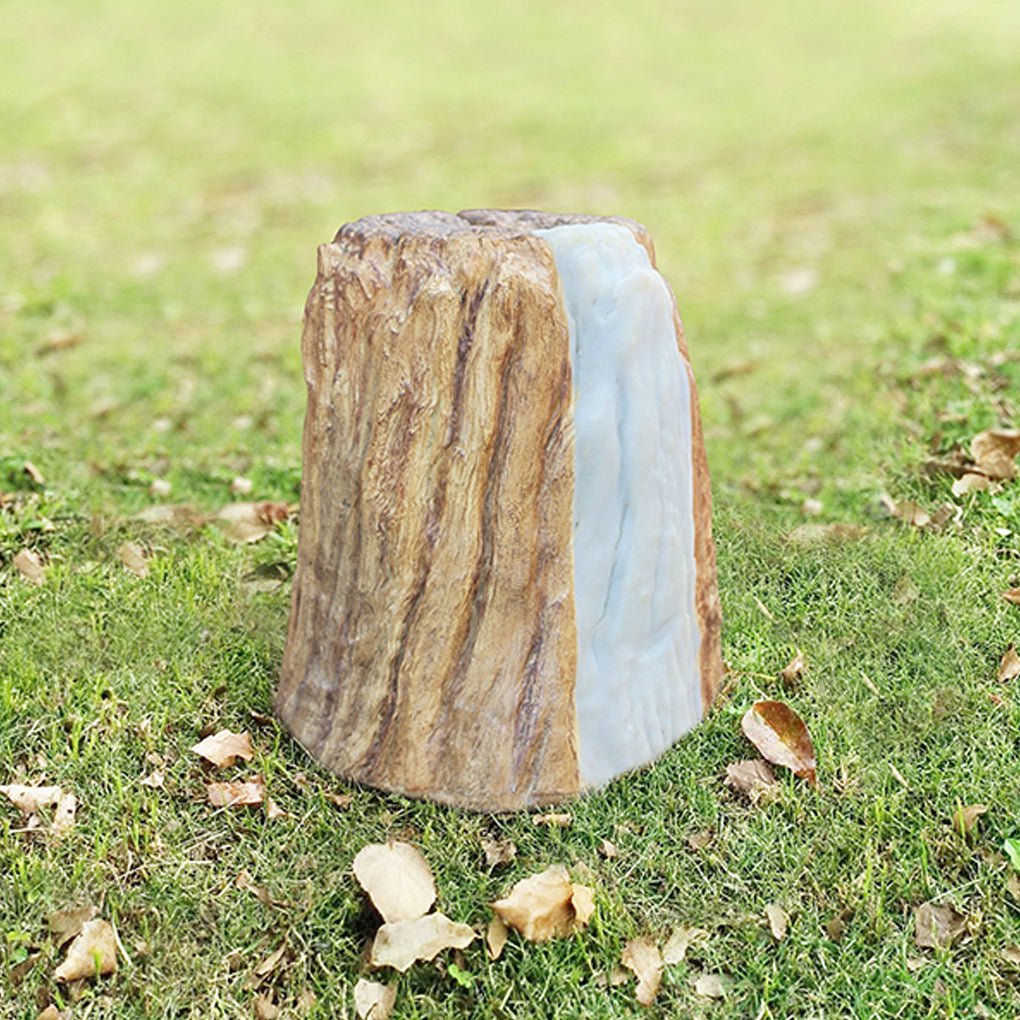realistic tree stump led outdoor garden lights cylindrical textured design